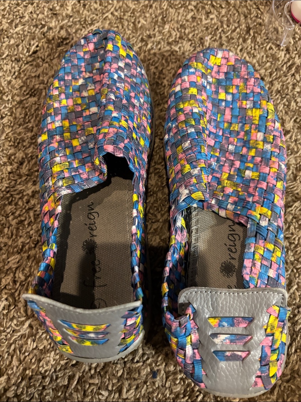 Free reign women’s multi color Woven shoes in Blue, Pink & Yellow